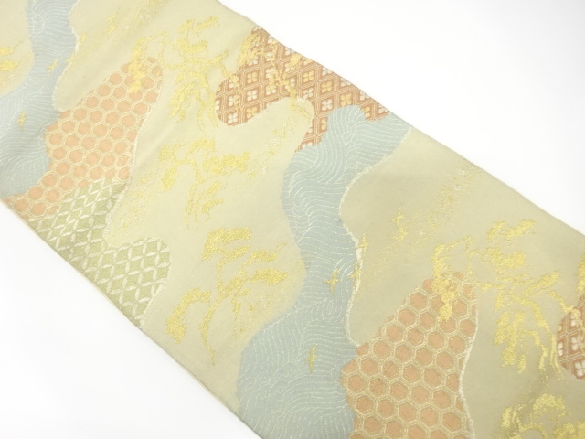 JAPANESE KIMONO / ANTIQUE FUKURO OBI / SILK / WOVEN PINE